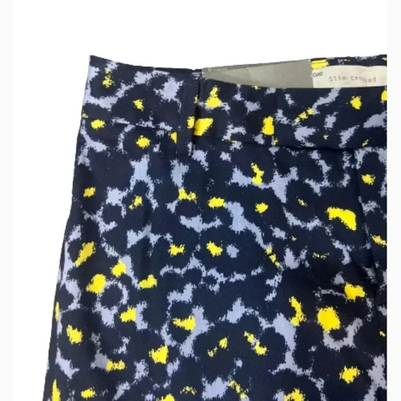 GAP ANKLE PANTS SLIM ANKLE CROPPED STRETCH BLUE AND YELLOW PRINT NWT SIZE 0 - Picture 3 of 9